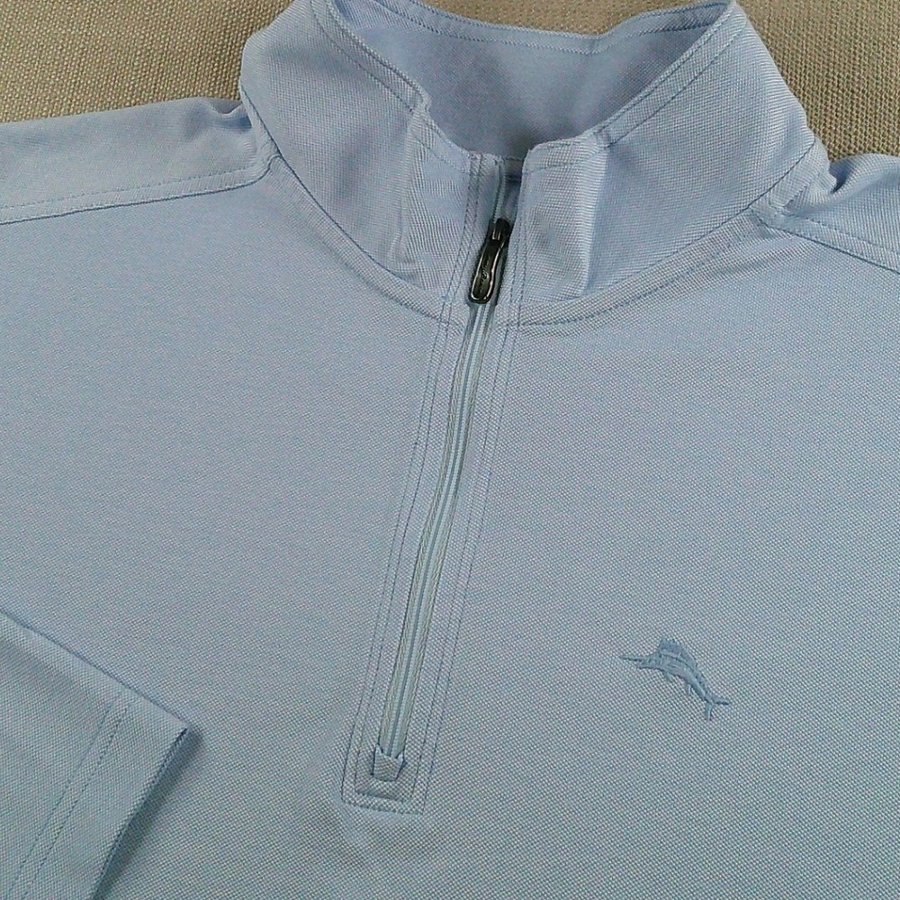 Tommy Bahama 1/4 Zip Pullover Mens Medium Blue Pique ST227301OU